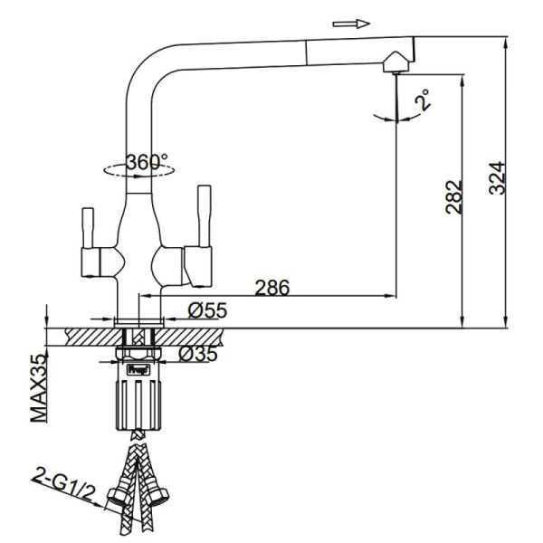 Kombi slavina FRAP F4396-36